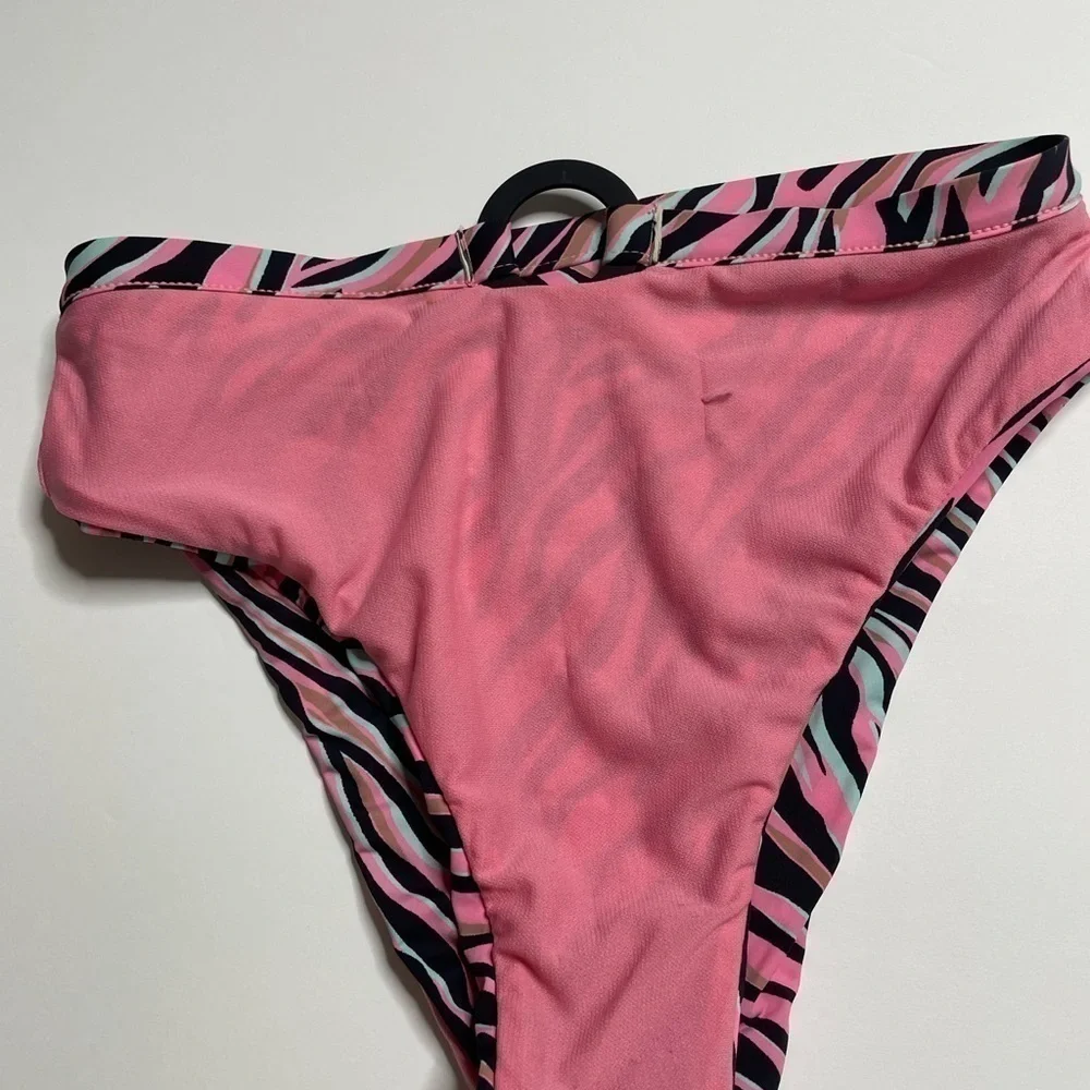 Bikini Lab Wild Child High Waist Bikini Bottoms M Pink Zebra